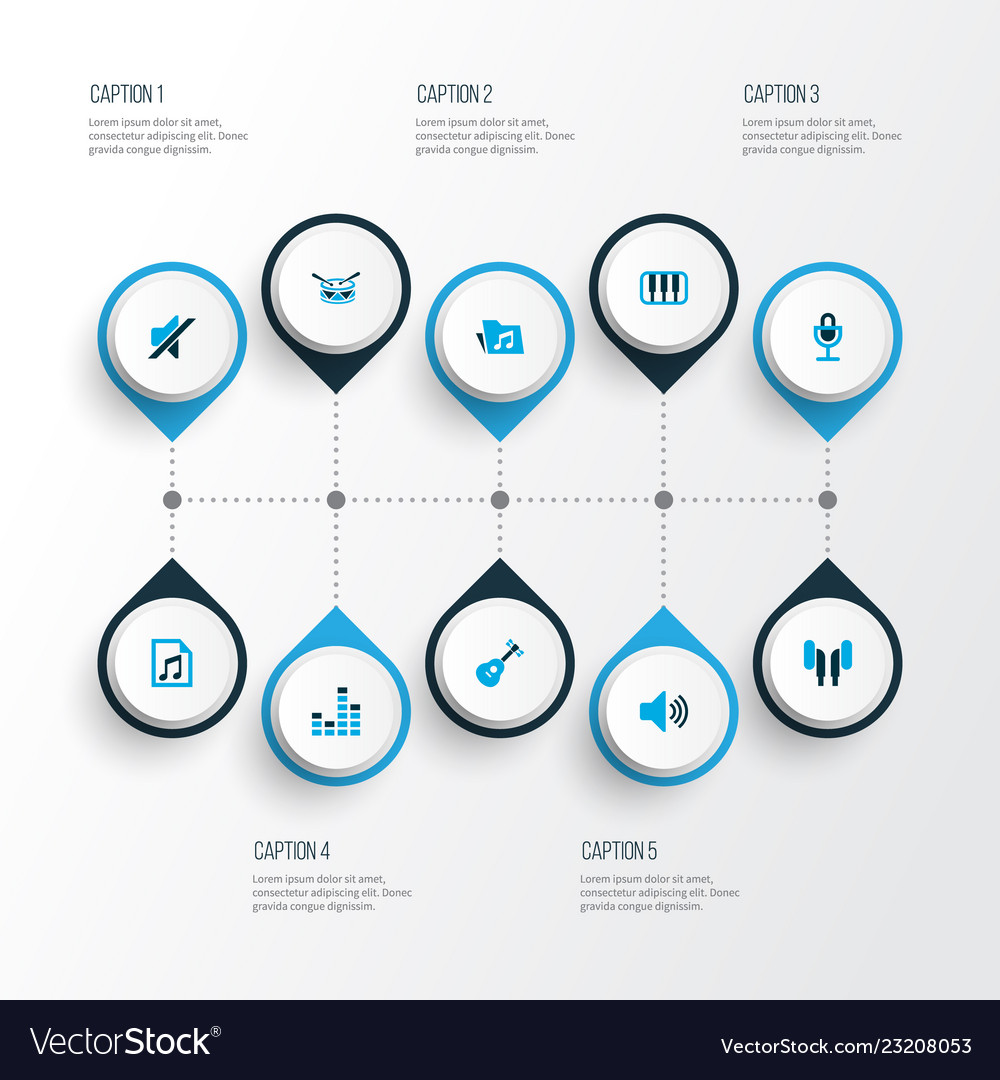 Multimedia icons colored set with file instrument vector image Multimedia icons colored set with file instrument