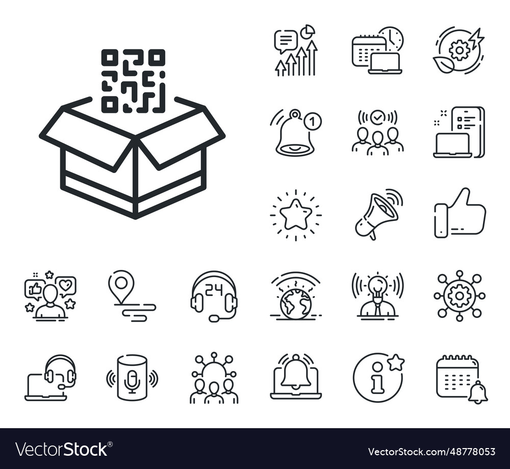 Qr code line icon scan barcode sign place vector image Qr code line icon scan barcode sign place