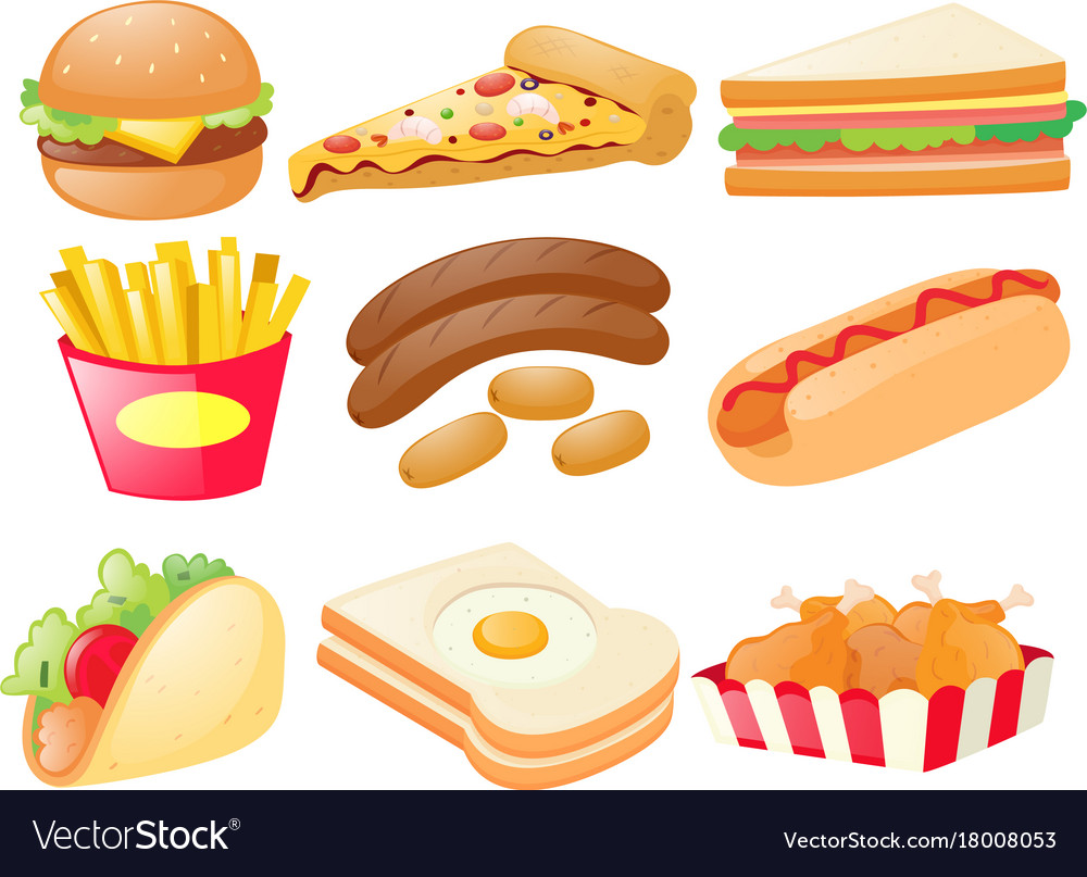 Set different types fastfood Royalty Free Vector Image