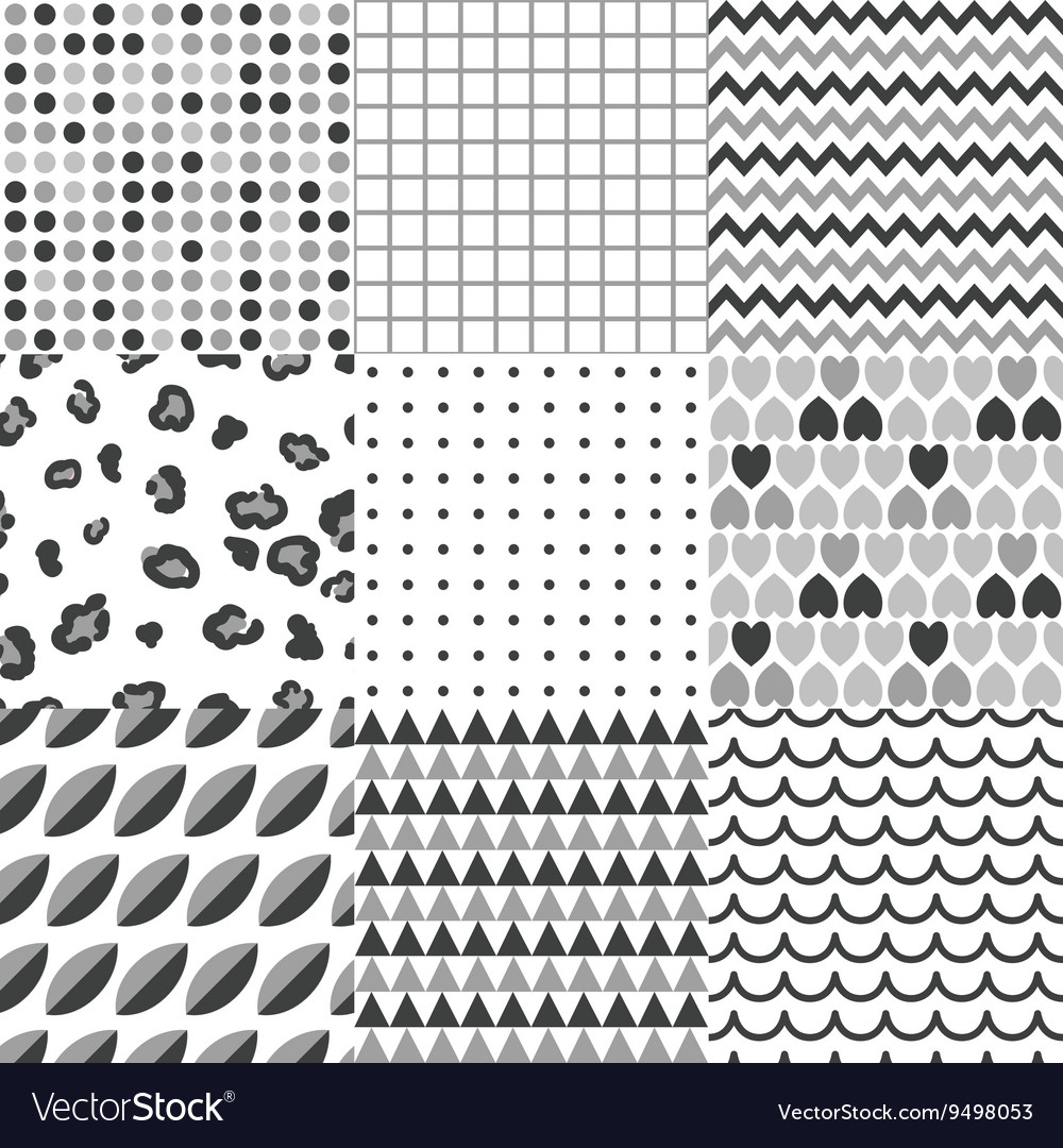 Set of monochrome elegant seamless patterns