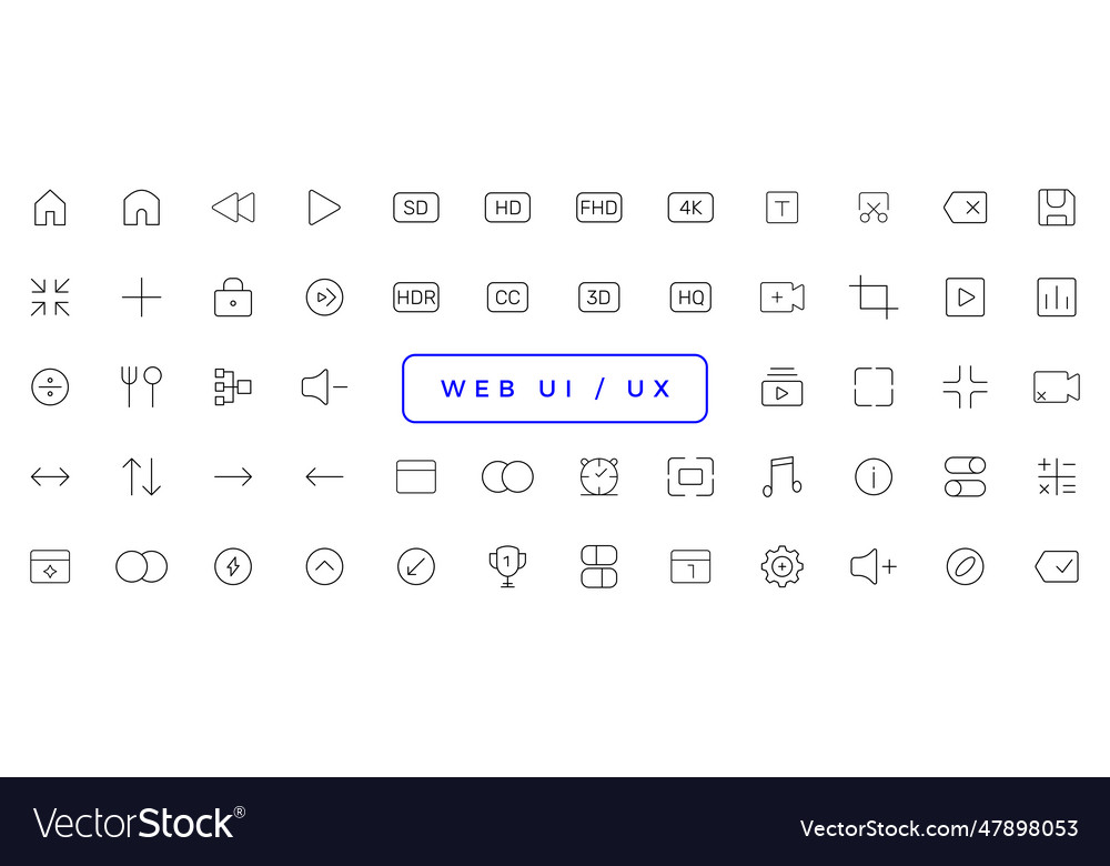 Set of outline ui and ux icons minimalist thin