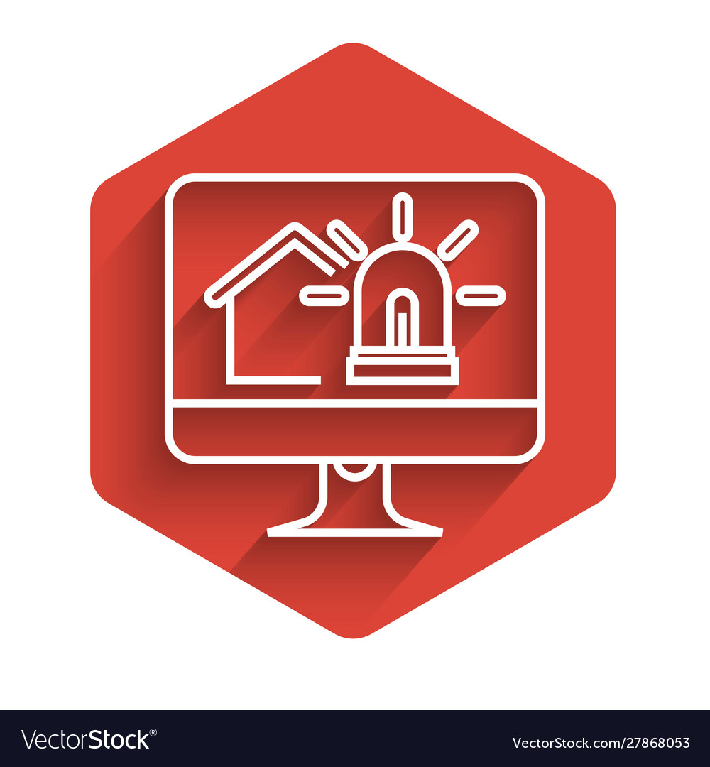 White line computer monitor with smart house