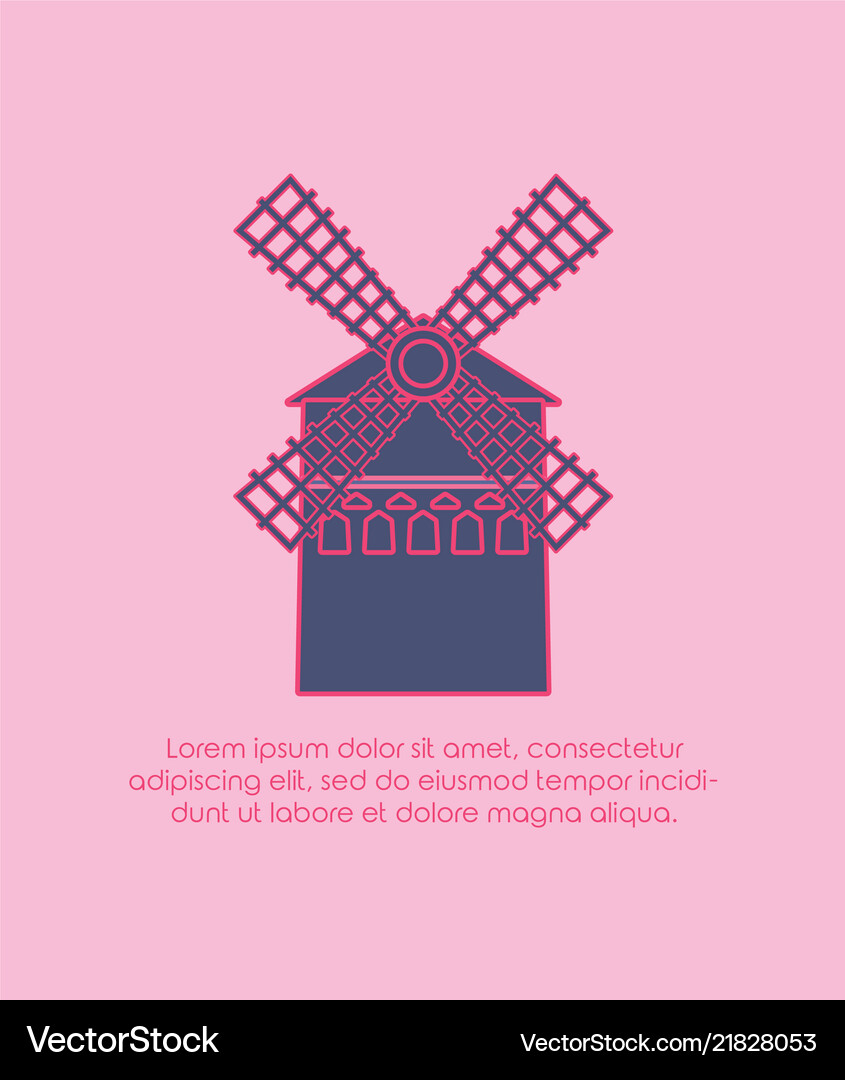 Windmill building isolated icon Royalty Free Vector Image