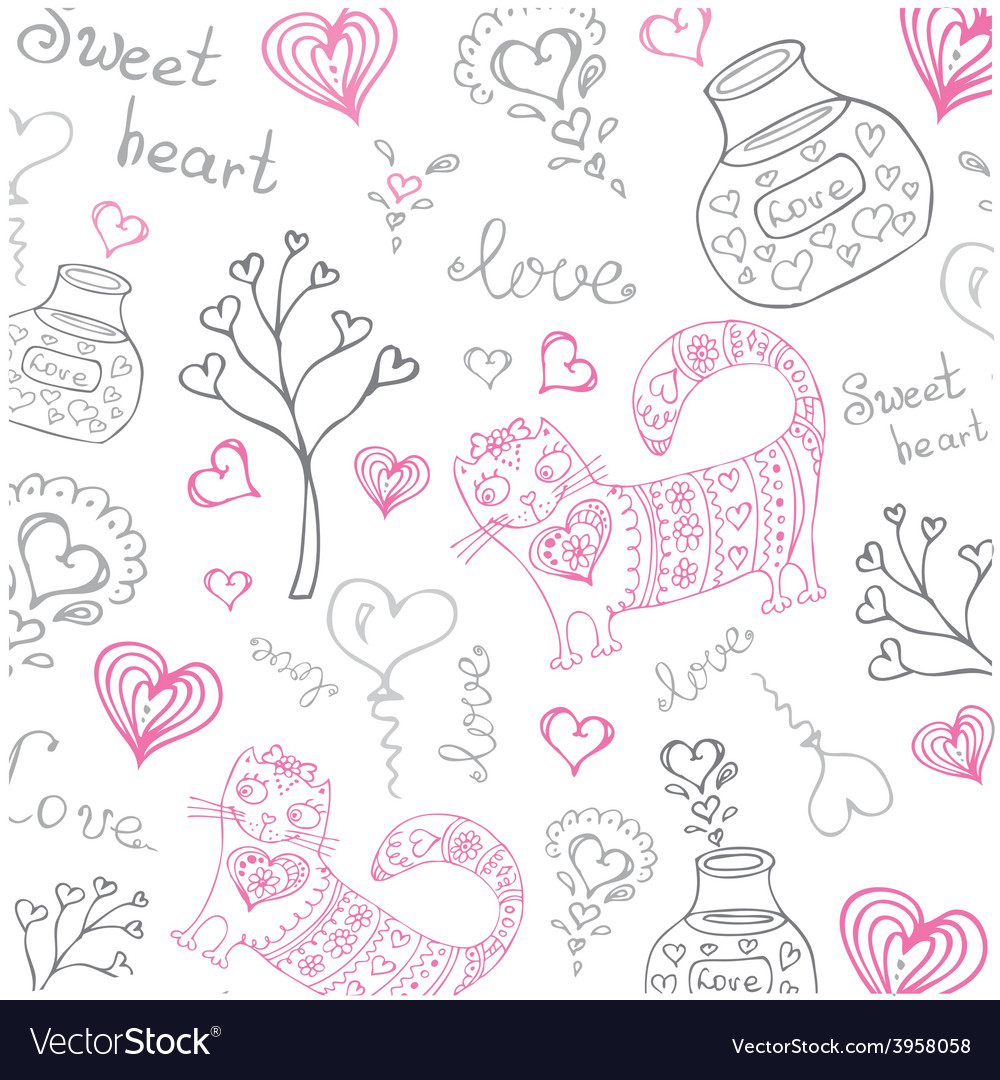 Background with different cute animals and objects