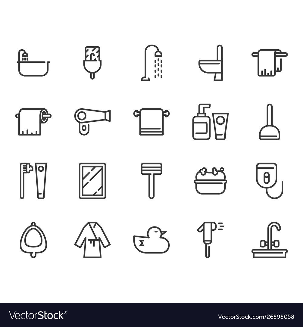 Bathroom related icon set