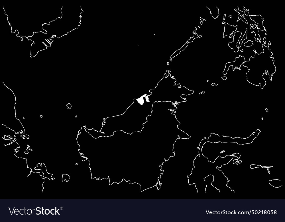 Brunei map asia black background