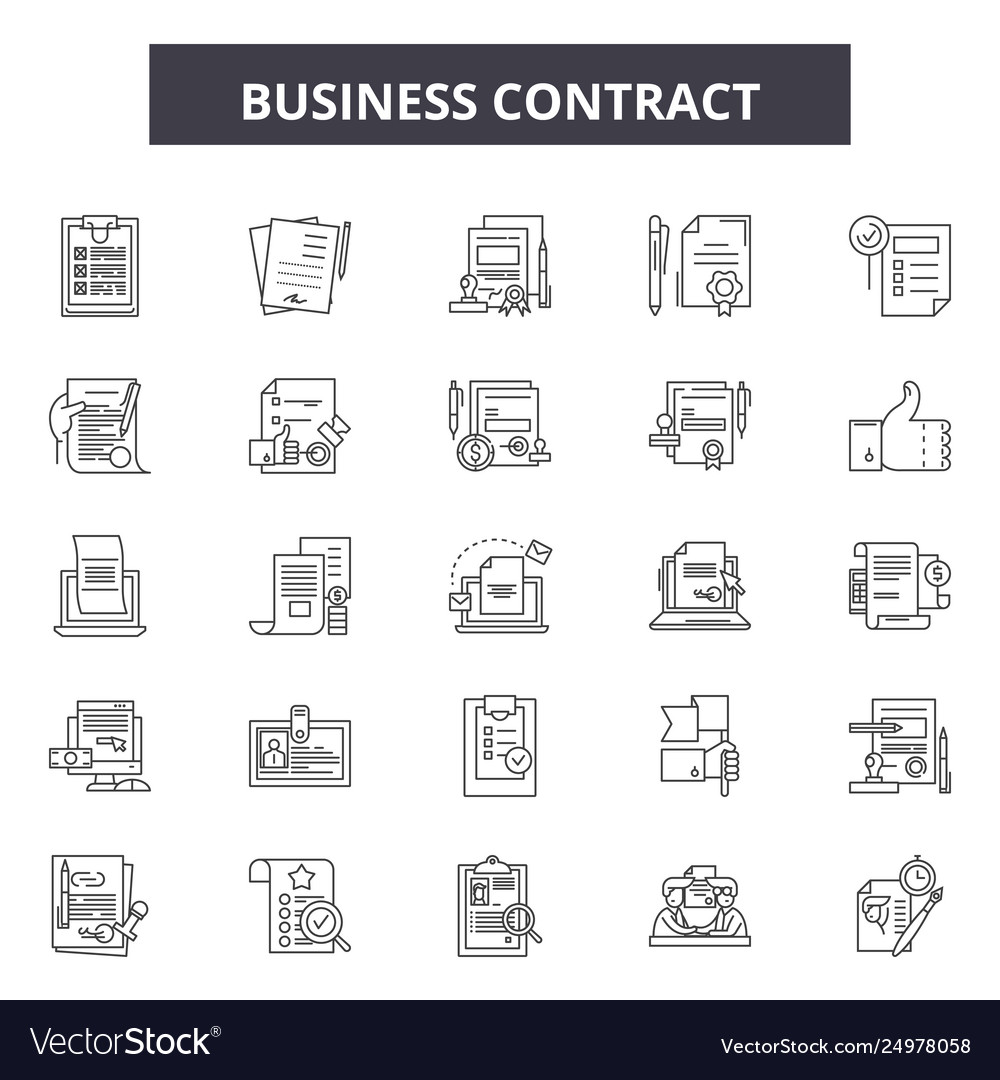 Business contracts line icons signs set