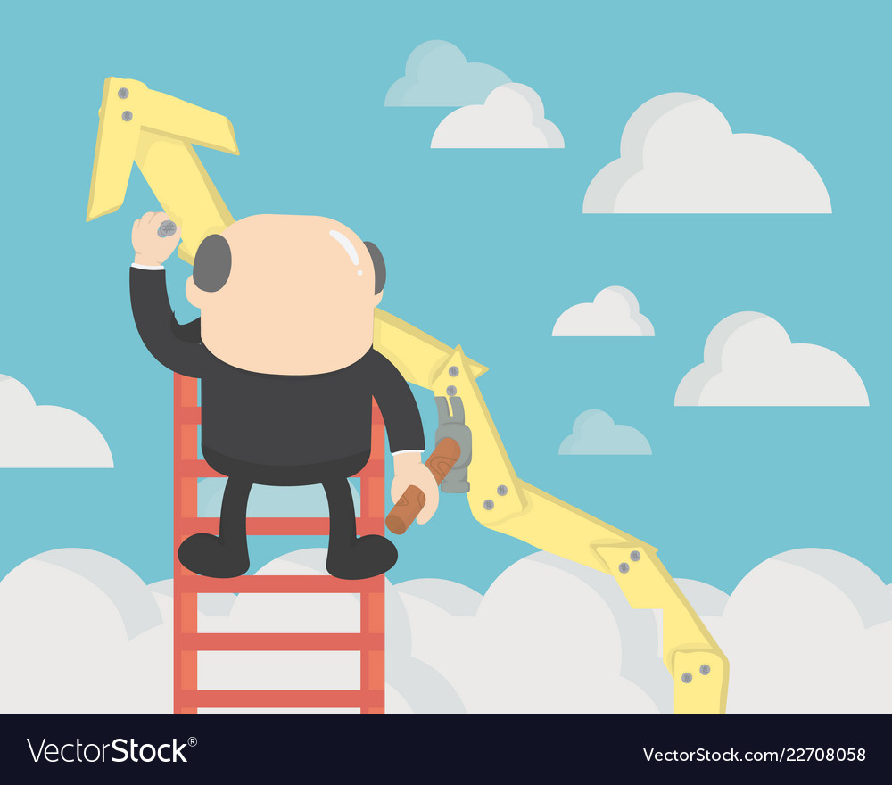 businessman who create graphs manually making vector image making graphs