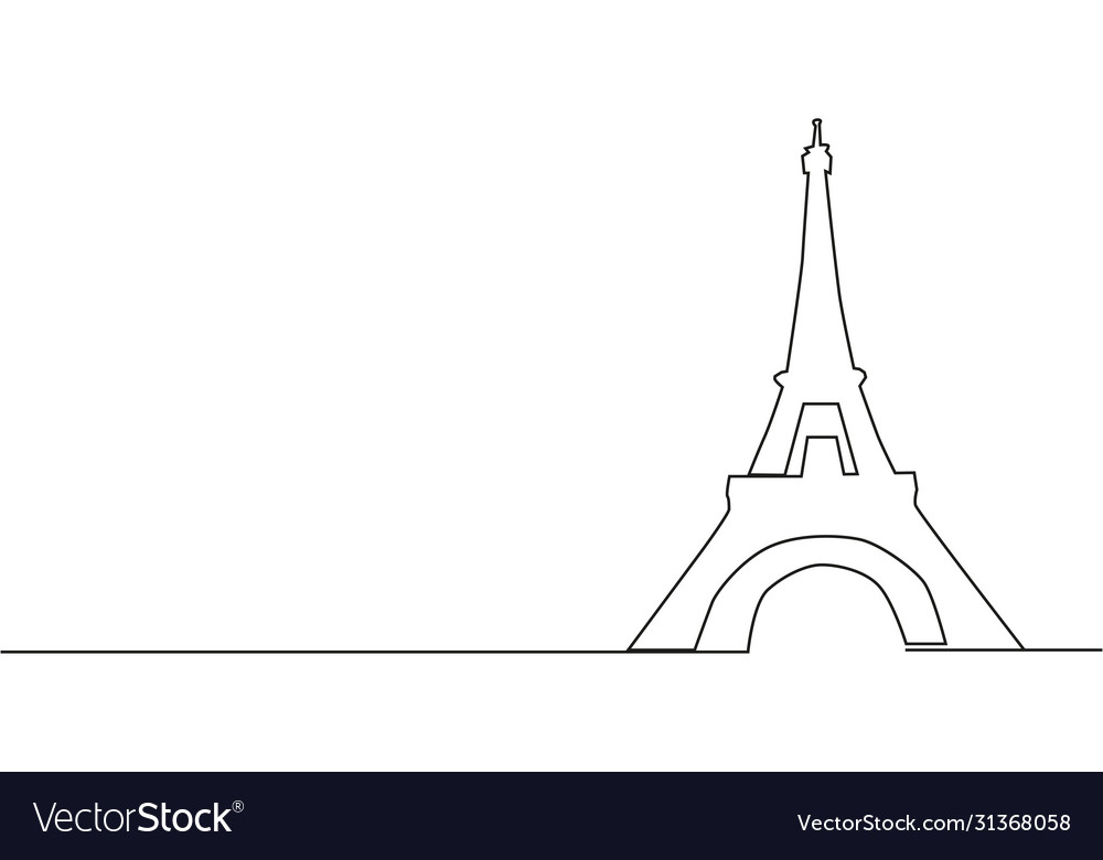 Continuous line drawing eiffel tower vector image Continuous line drawing eiffel tower