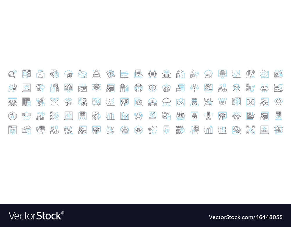 Data analysis line icons set analytics