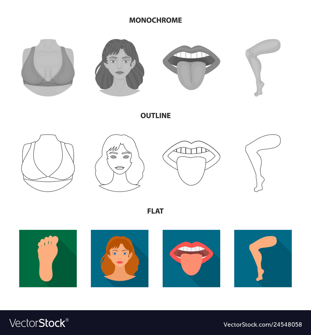 Isolated object of body and part icon collection vector image Isolated object of body and part icon collection