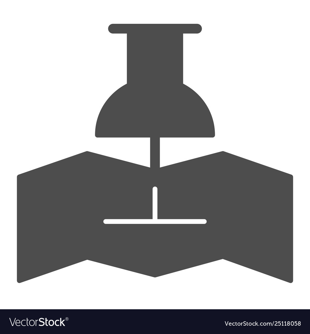 Map with push pin solid icon location pointer