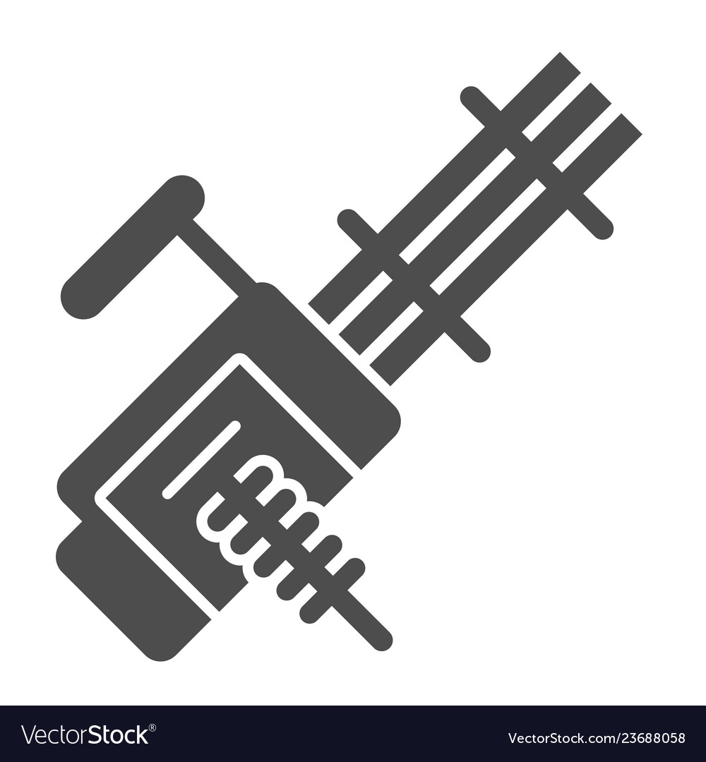 Multiple machine gun solid icon automatic vector image Multiple machine gun solid icon automatic
