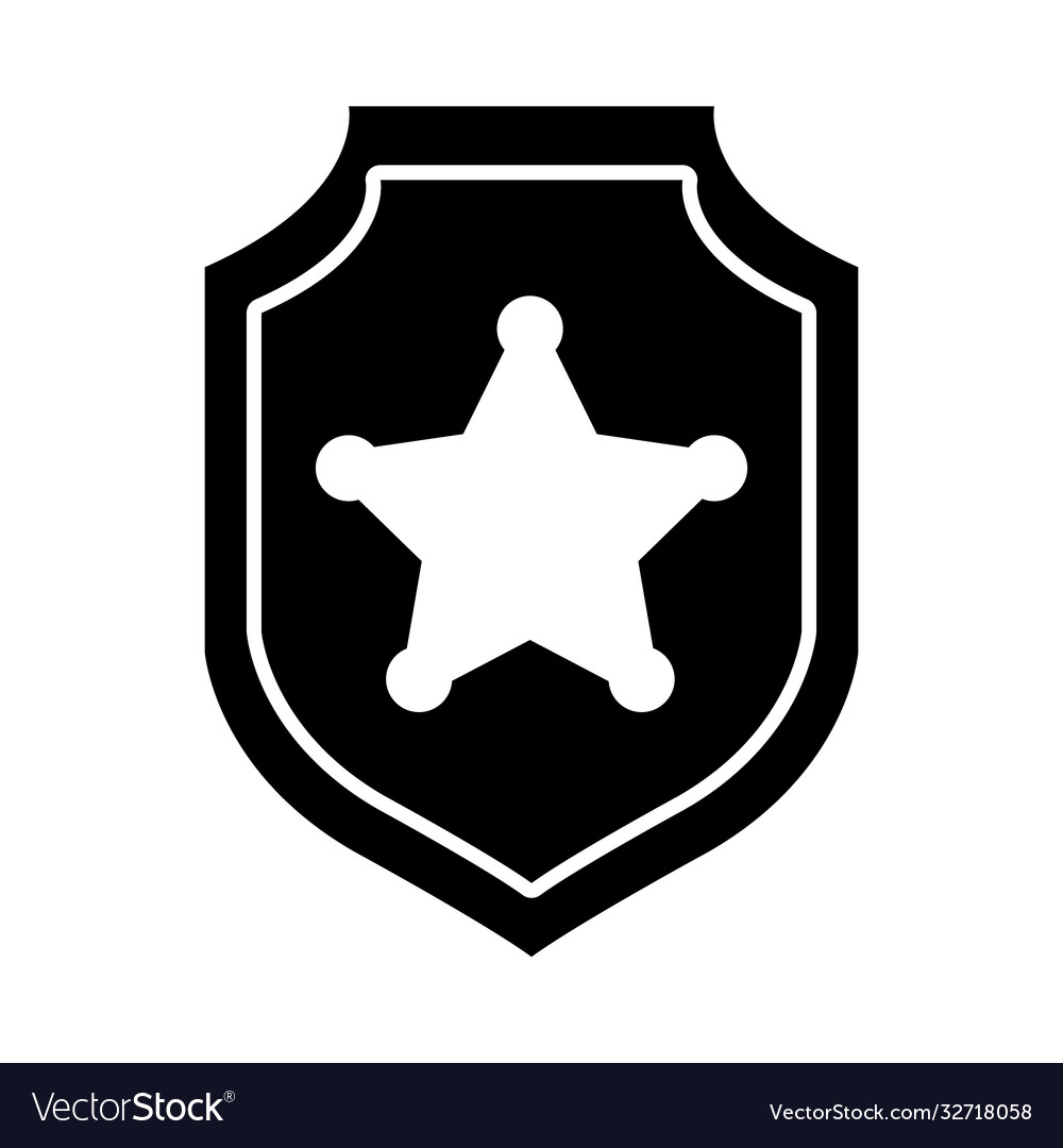 Police badge silhouette style icon design