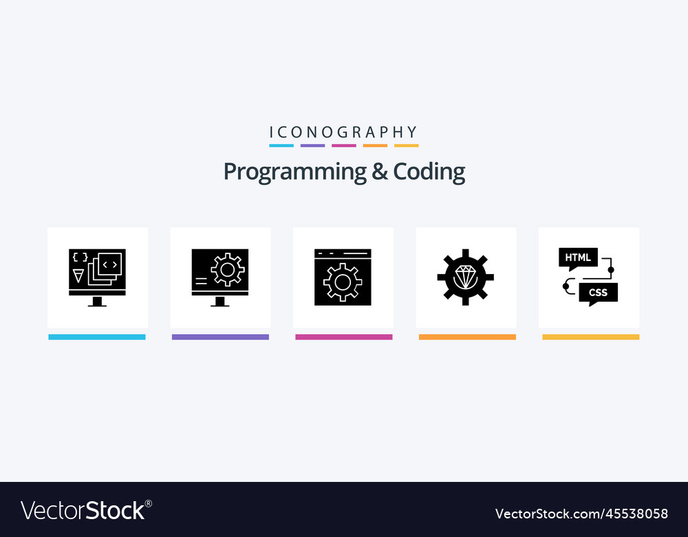 Programming and coding glyph 5 icon pack