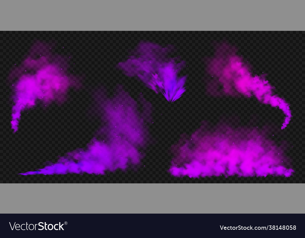 Realistic purple colorful smoke clouds mist Vector Image