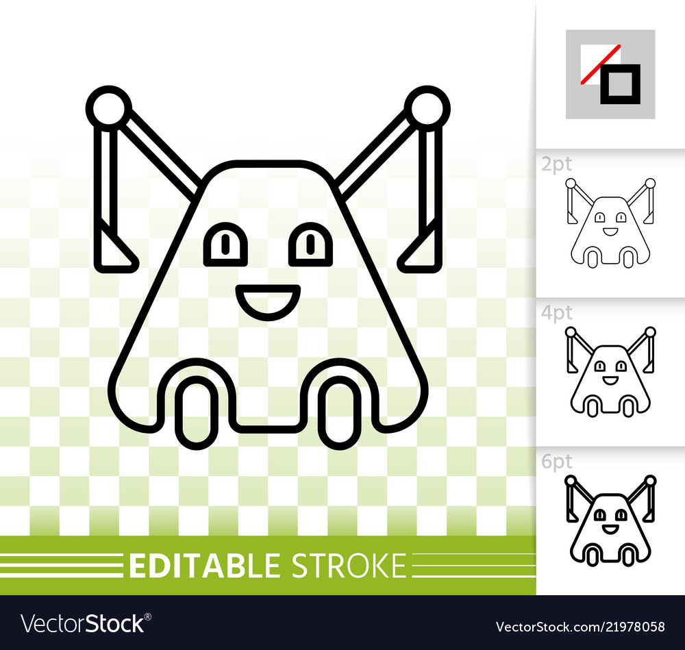 Robot transformer simple black line icon vector image Robot transformer simple black line icon