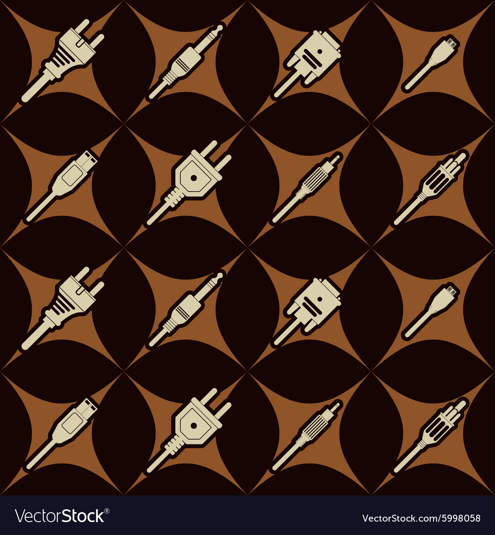 Seamless background with different power cord plug vector image Seamless background with different power cord plug