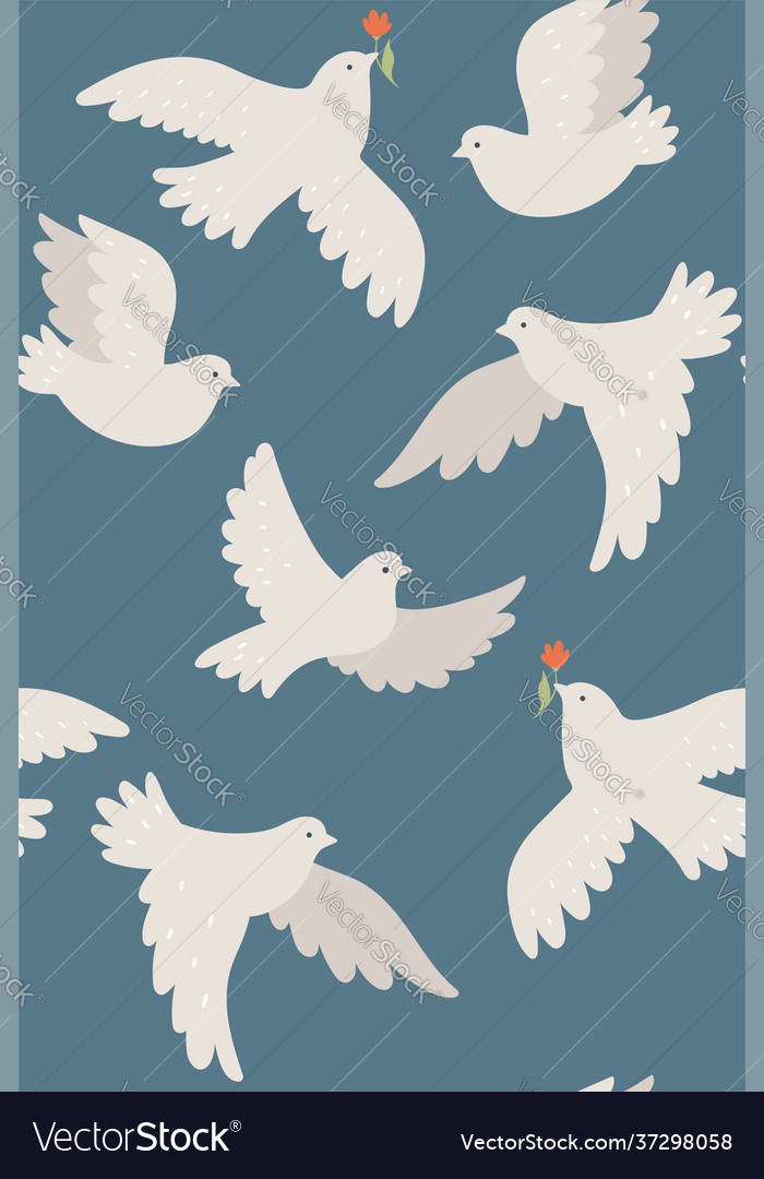 Seamless pattern with white doves graphics vector image Seamless pattern with white doves graphics