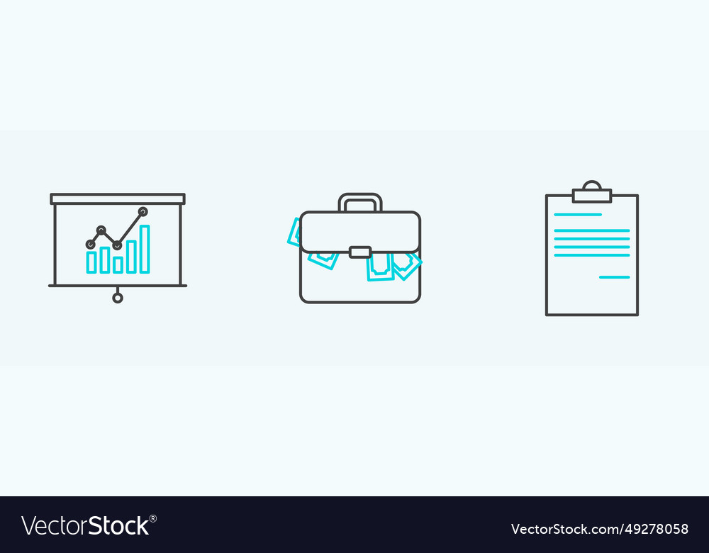 Set line document board with graph chart vector image Set line document board with graph chart