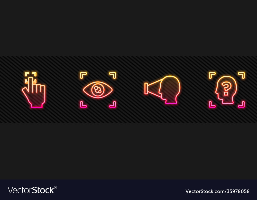 Set line face recognition fingerprint eye scan vector image Set line face recognition fingerprint eye scan
