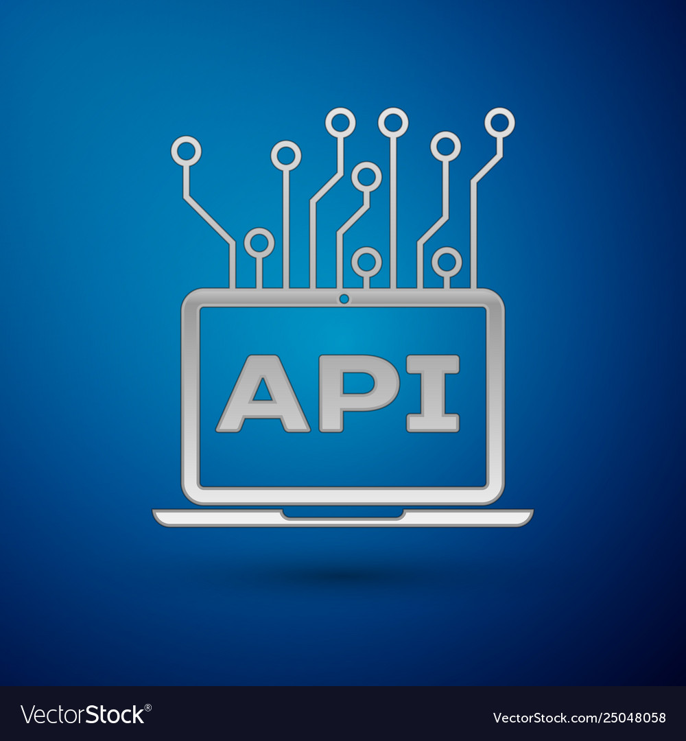 Silver computer api interface icon isolated vector image Silver computer api interface icon isolated