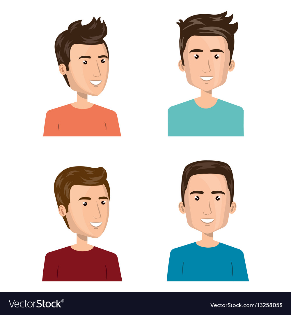 Young people group avatars characters Royalty Free Vector