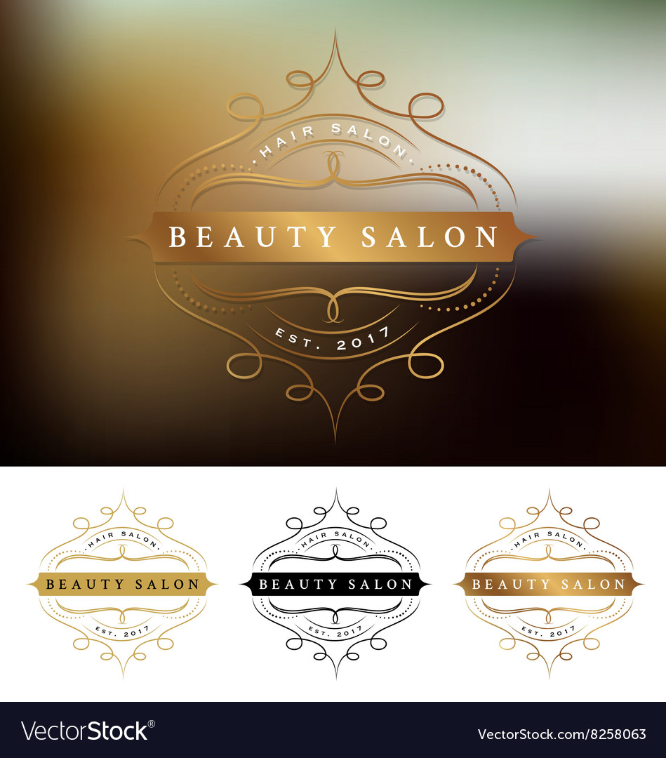 Beauty salon frame logo design Royalty Free Vector Image