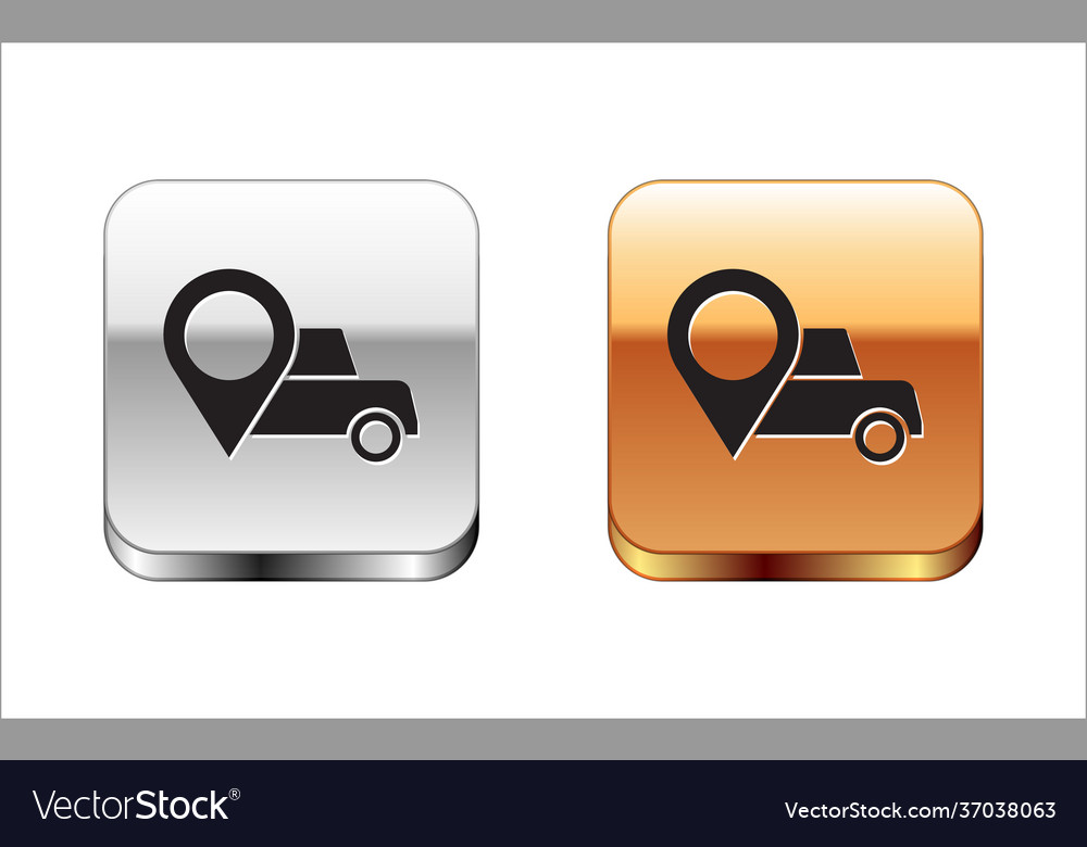 Black map pointer with taxi icon isolated on white vector image Black map pointer with taxi icon isolated on white