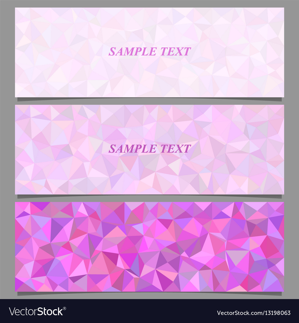 Colored tiled triangle mosaic banner design set