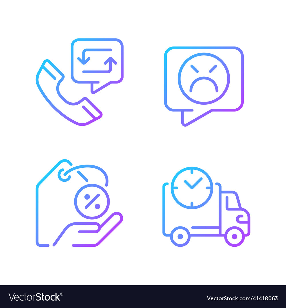 Customer help gradient linear icons set Vector Image Customer help gradient linear icons set