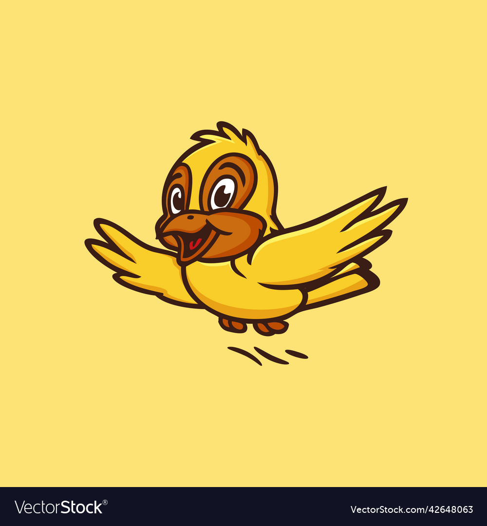 Cute funny flying bird cartoon mascot character vector image Cute funny flying bird cartoon mascot character