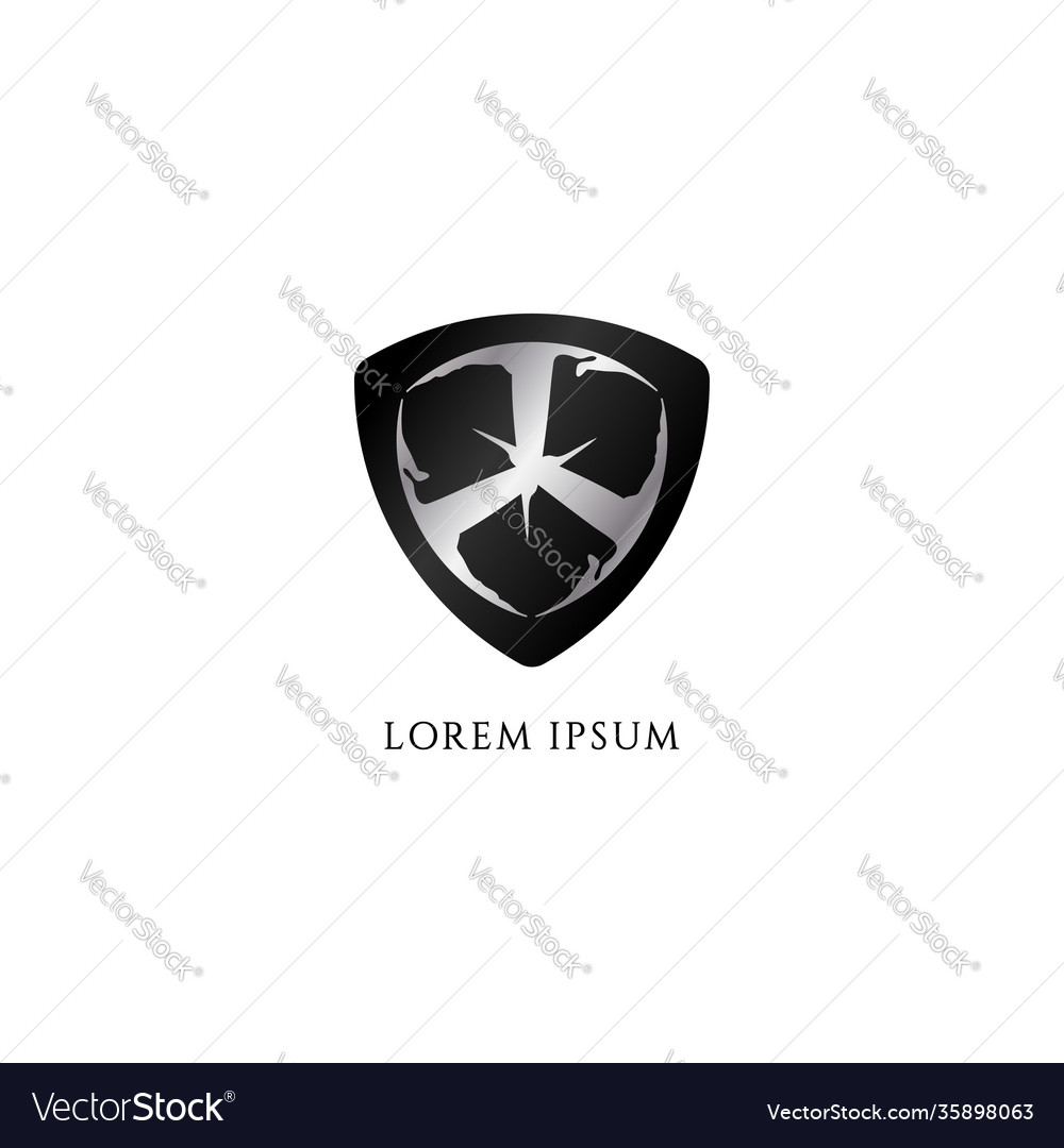 Decorative metallic military shield isolated Vector Image