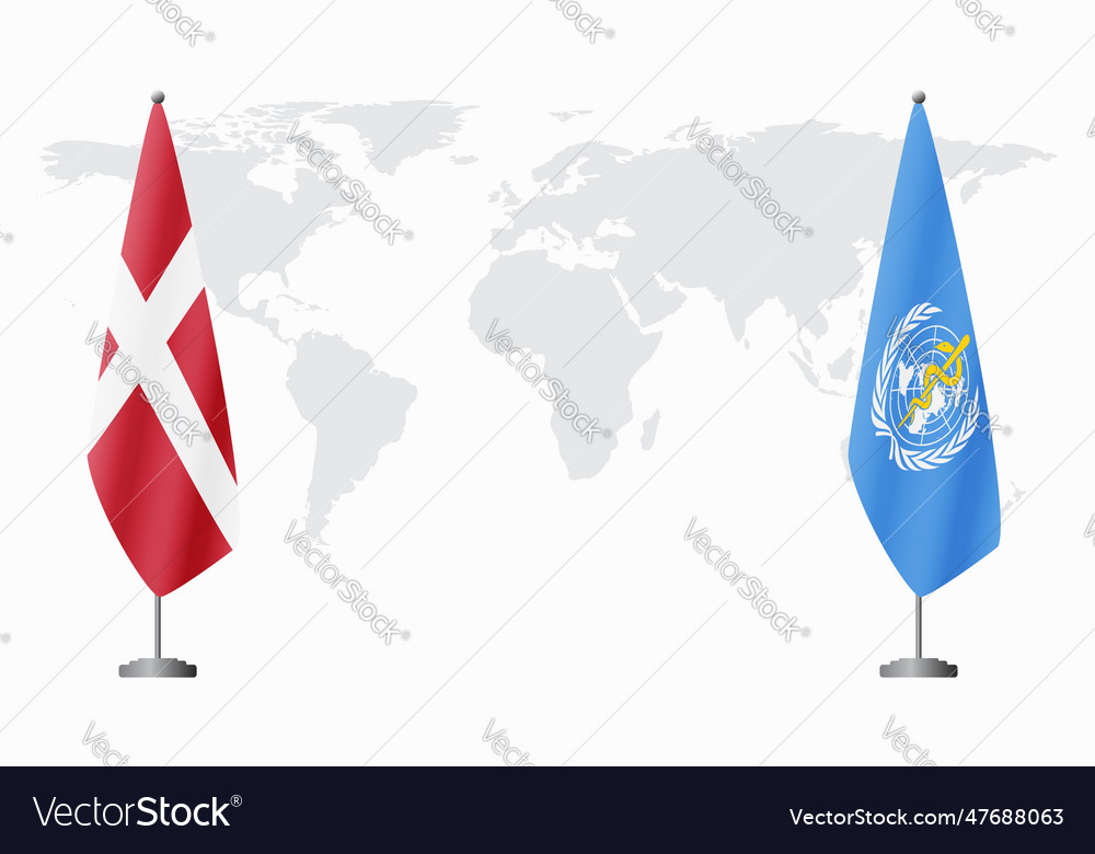 Denmark and world health organization flags Vector Image