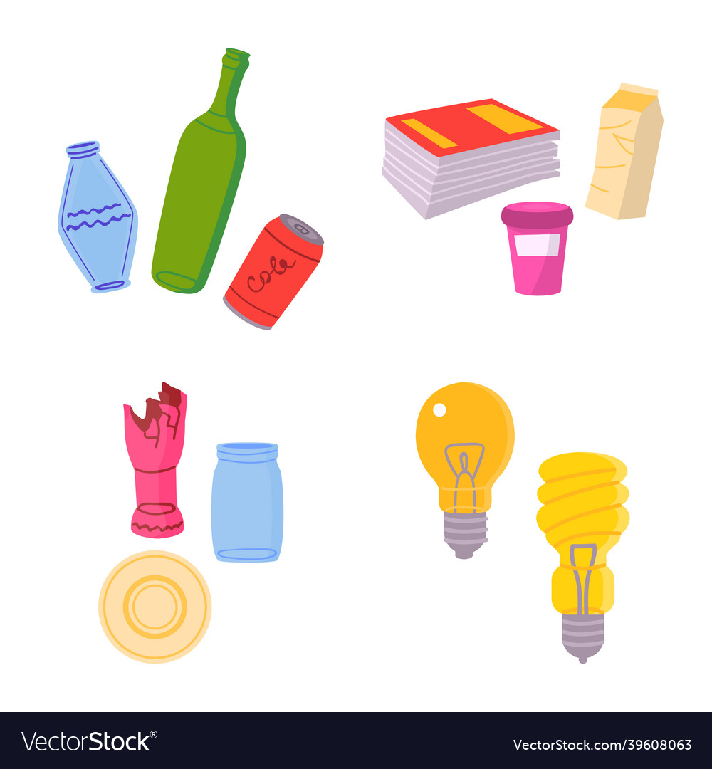 Design of waste and garbage symbol set