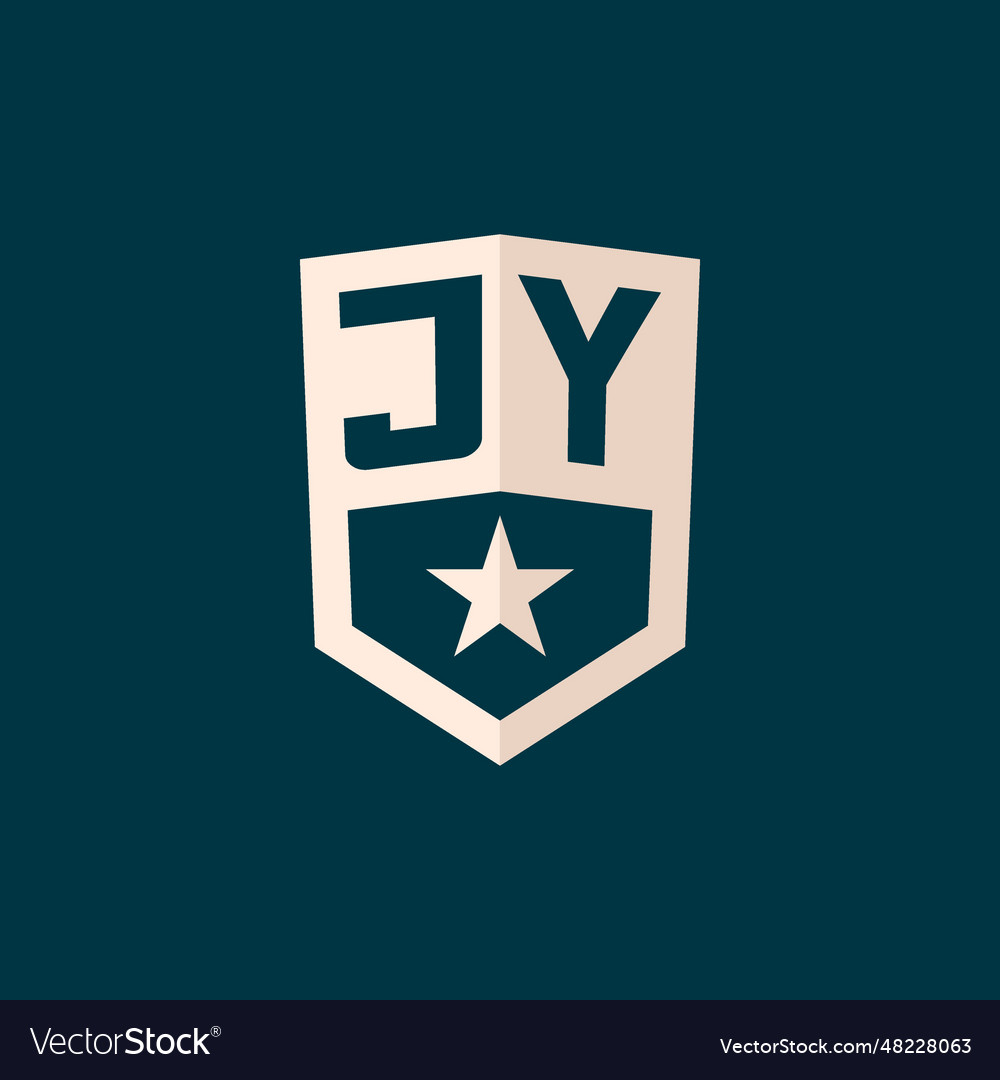 Initial jy logo star shield symbol with simple Vector Image