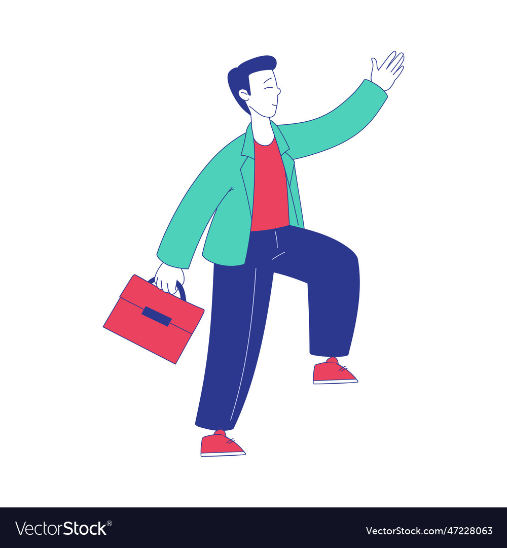 Man character with briefcase moving forward vector image Man character with briefcase moving forward