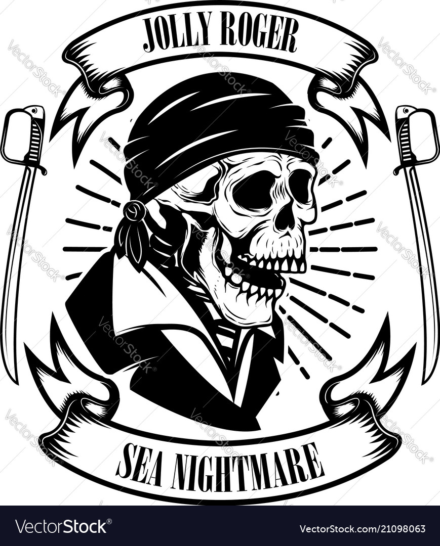 pirates emblem template with swords and pirate vector image