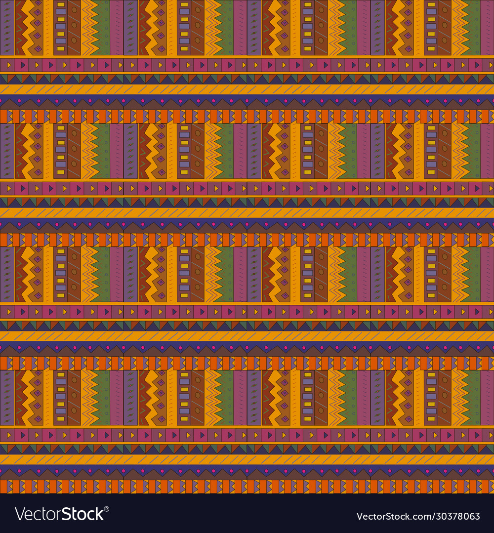 Seamless pattern with bright linear ethnic design vector image Seamless pattern with bright linear ethnic design