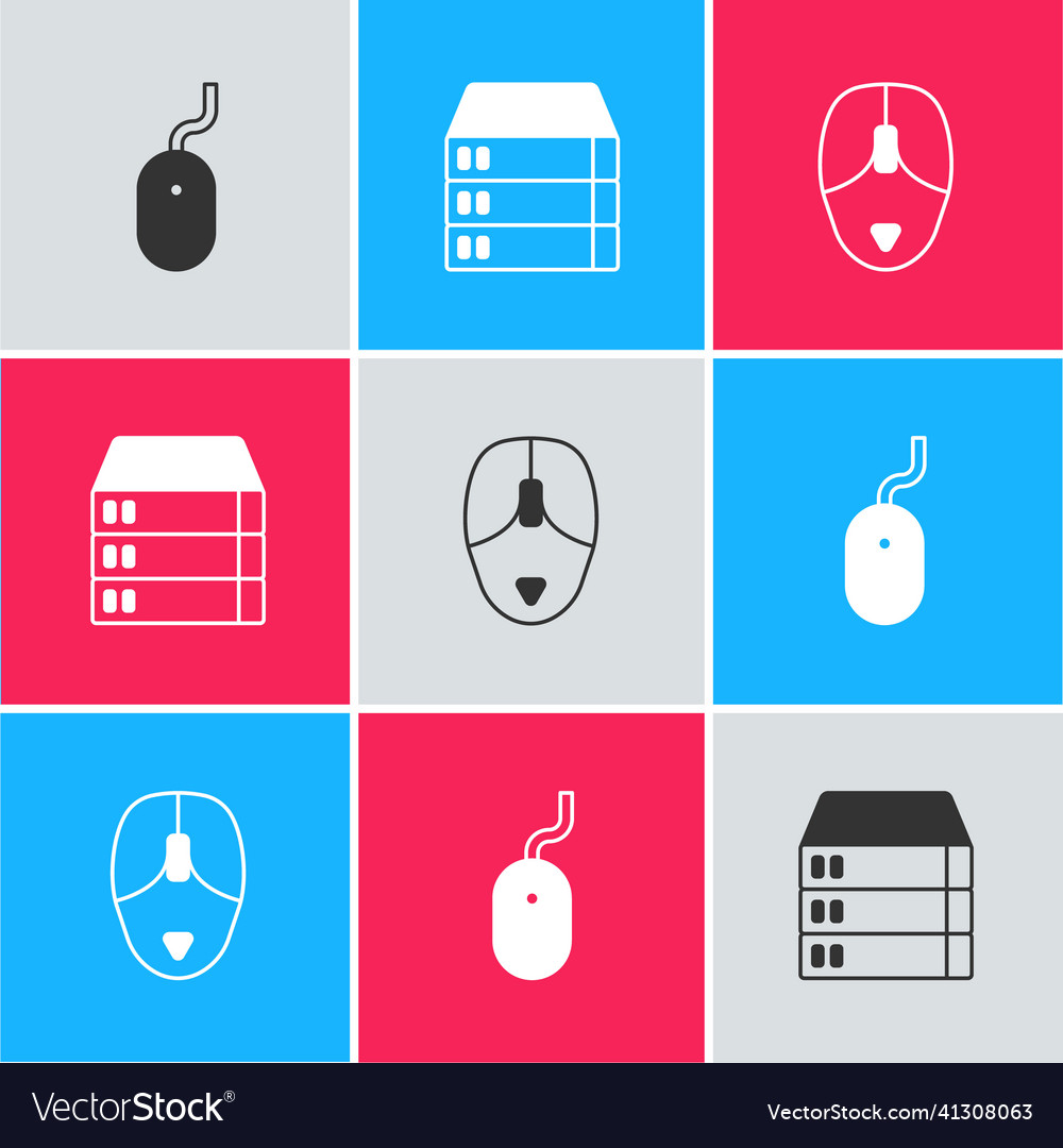 Set computer mouse server data web hosting vector image Set computer mouse server data web hosting