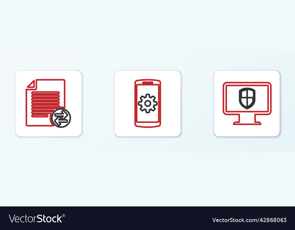 Set line monitor and shield transfer files vector image Set line monitor and shield transfer files