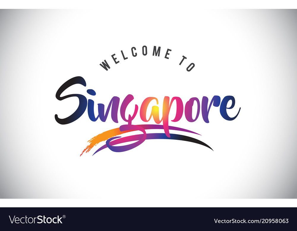 Singapore welcome to message in purple vibrant Vector Image