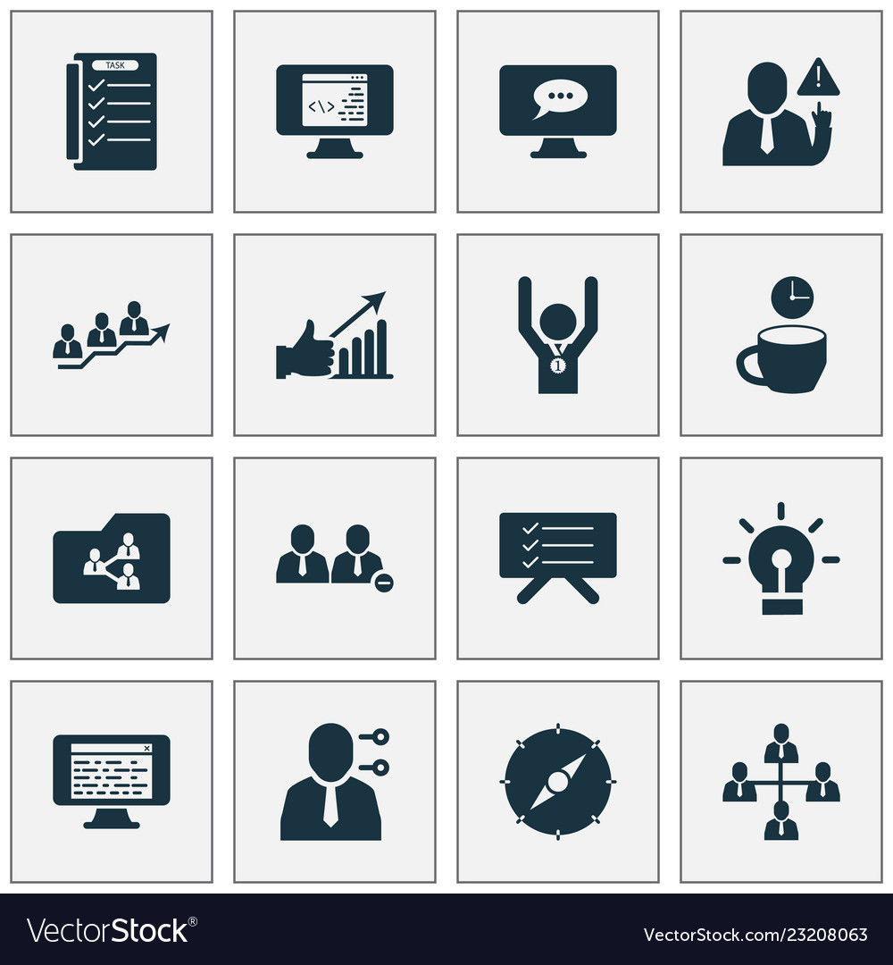 Teamwork Icons Set With Leadership Shared Folder Vector Image