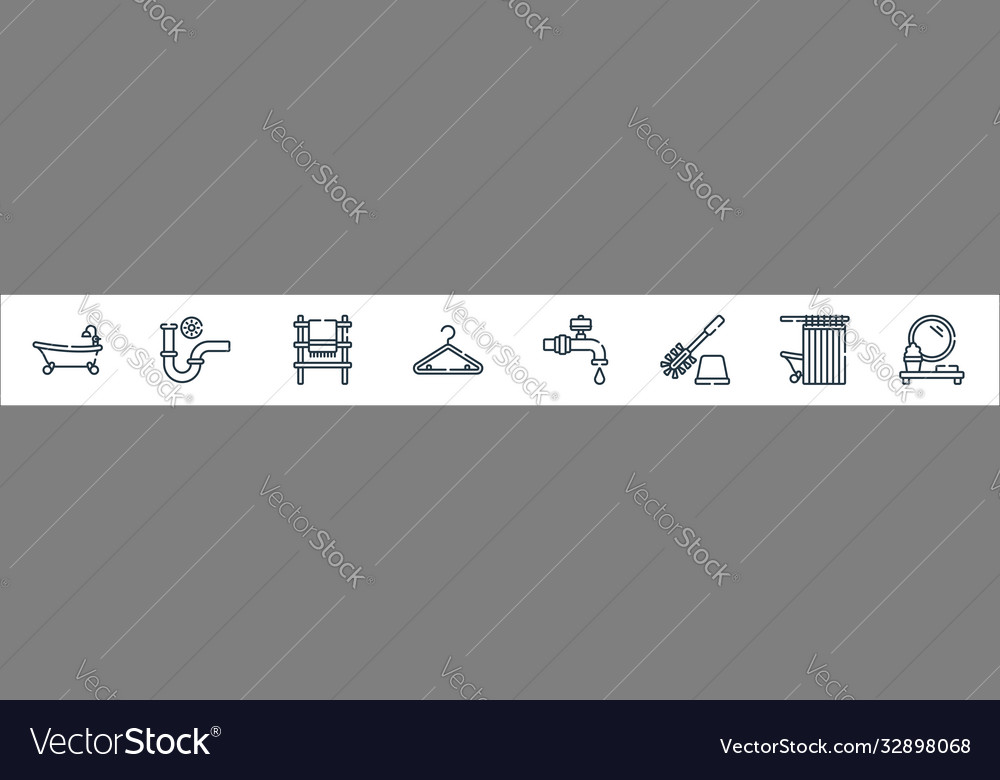 Bathroom line icons linear set quality