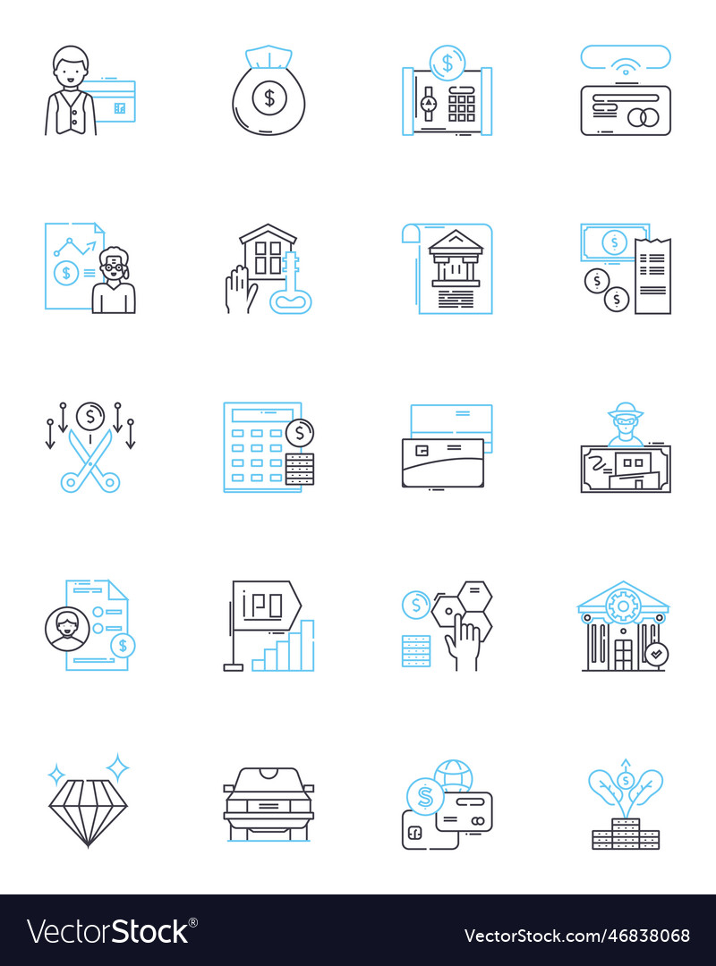 Business analytics linear icons set data metrics