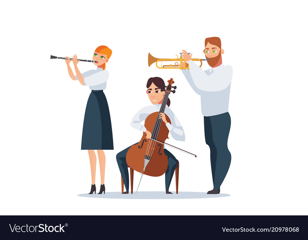 Group of Musicians Playing Instruments