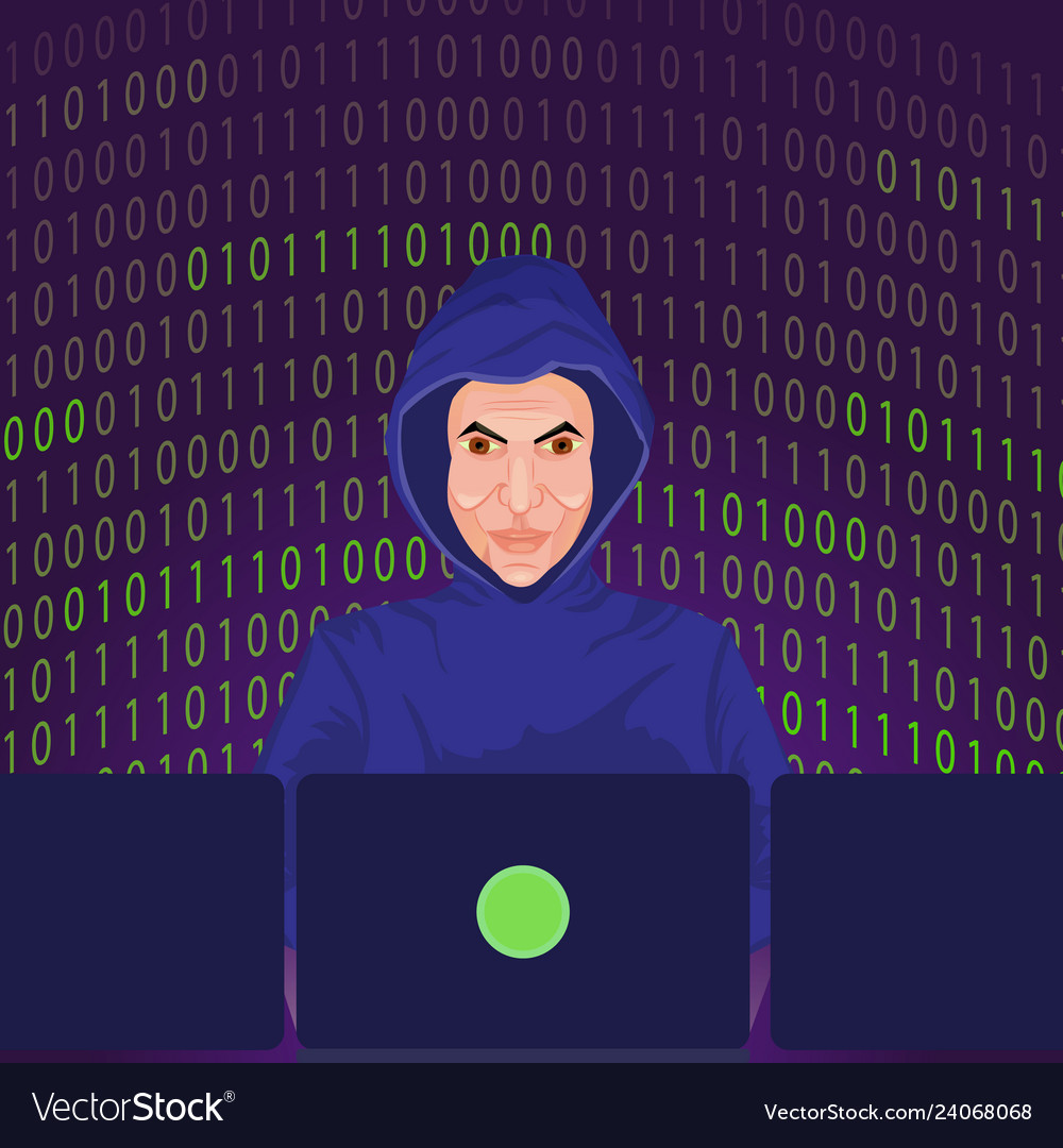 Hacker using the internet hacked computer server