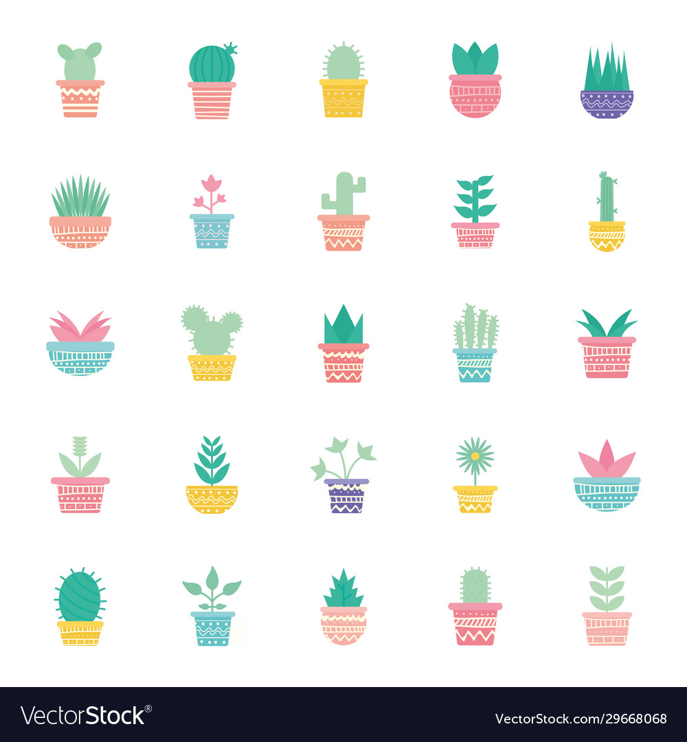 Isolated plants inside pots block gradient style