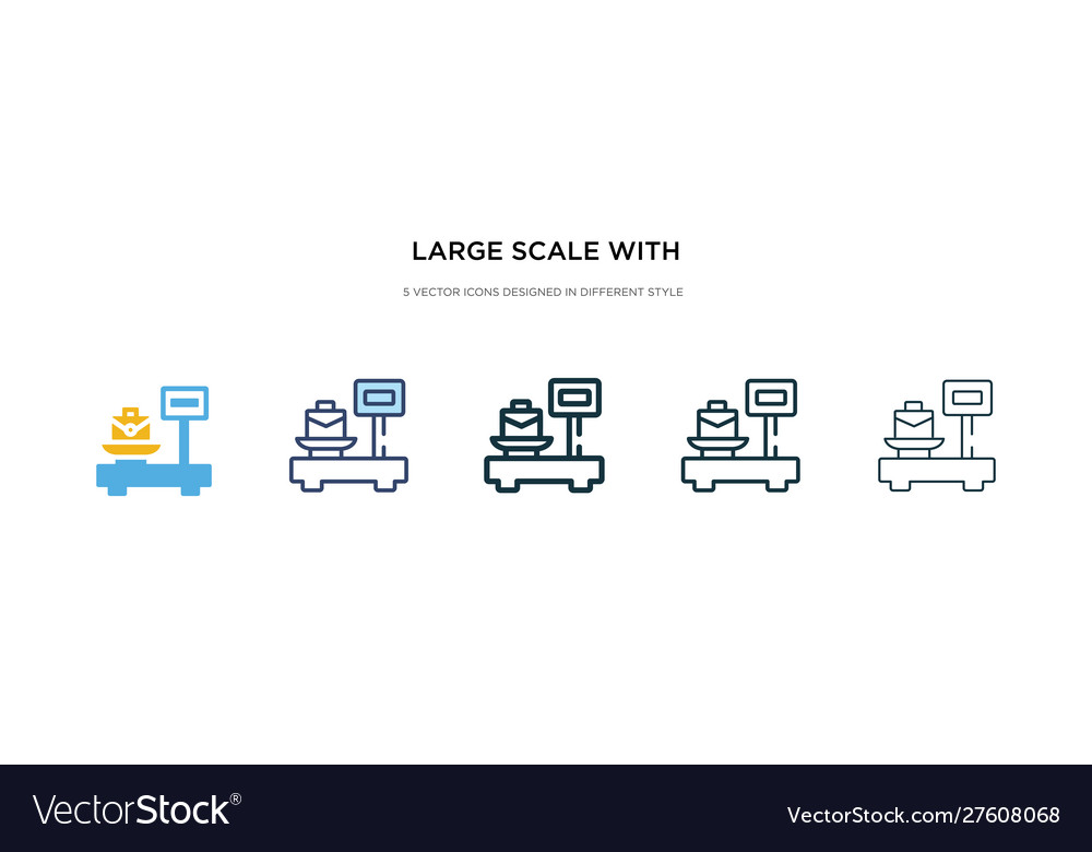 Large scale with suitcase icon in different style vector image Large scale with suitcase icon in different style