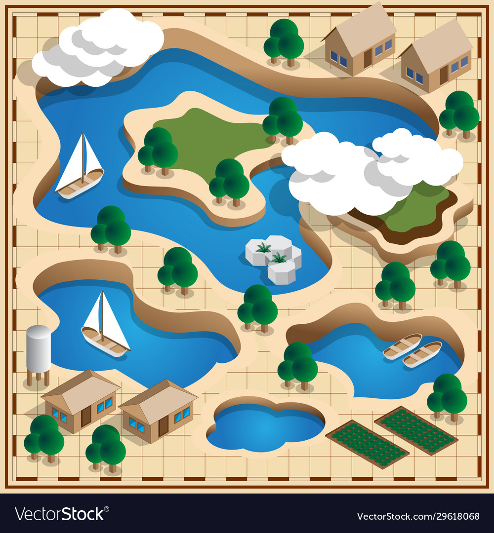 Landkarte Naturlandschaft See vector image Landkarte Naturlandschaft See